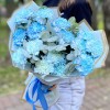 15 гвоздик Блю Молли с эвкалиптом