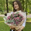 15 гвоздик Пинк блэк Молли с эвкалиптом