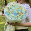 17 голубых  гвоздик Блю Молли с ромашками