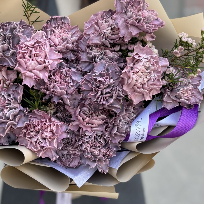 25 гвоздик Пинк Блэк Молли с ваксфлауэром