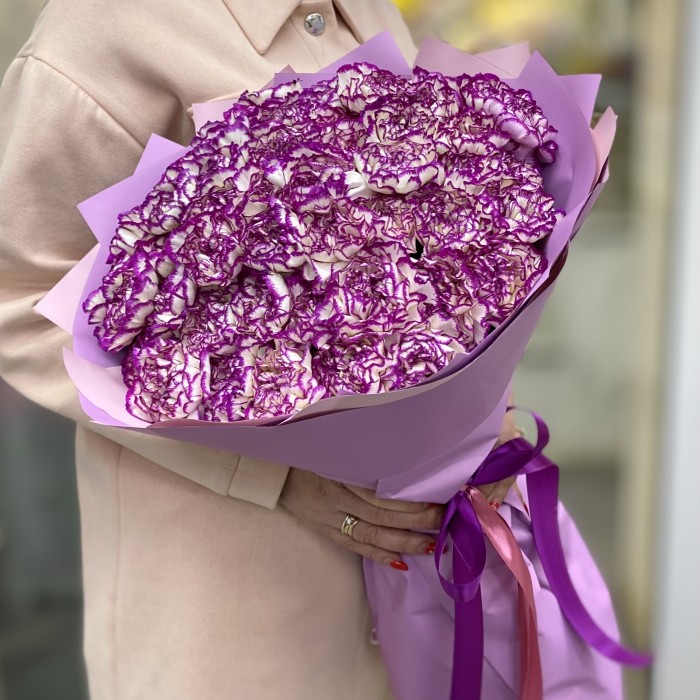 51 бело-фиолетовая гвоздика