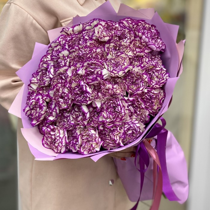 51 бело-фиолетовая гвоздика