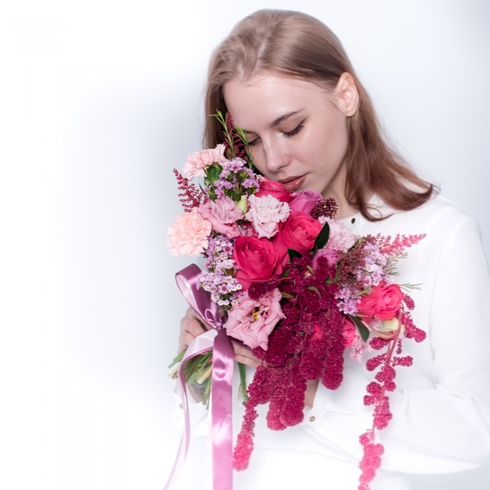 Букет невесты с амарантом