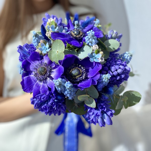 Синий букет невесты