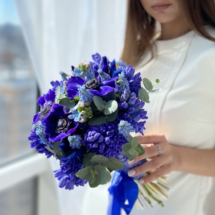 Синий букет невесты
