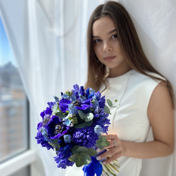 Синий букет невесты