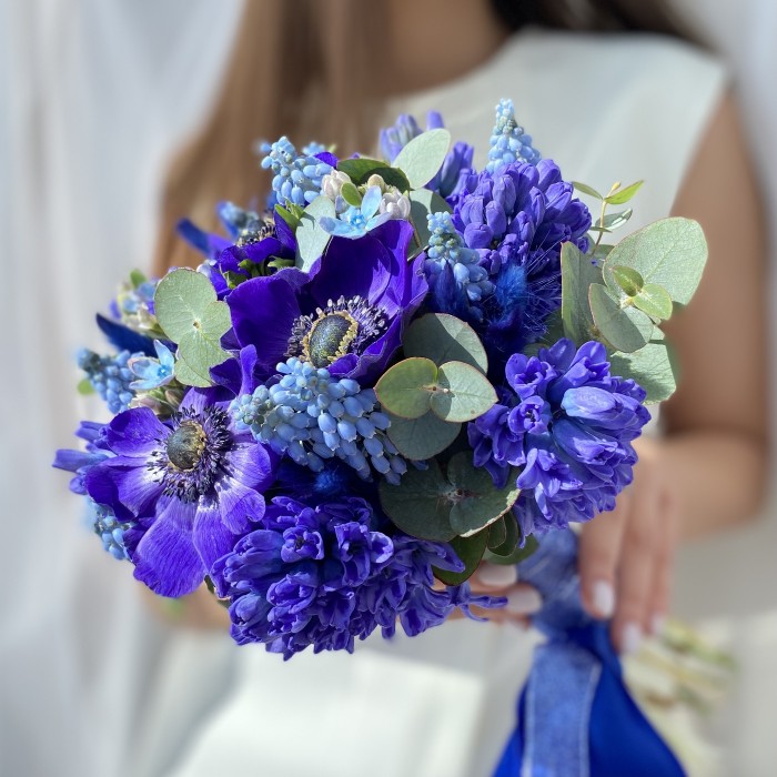 Синий букет невесты