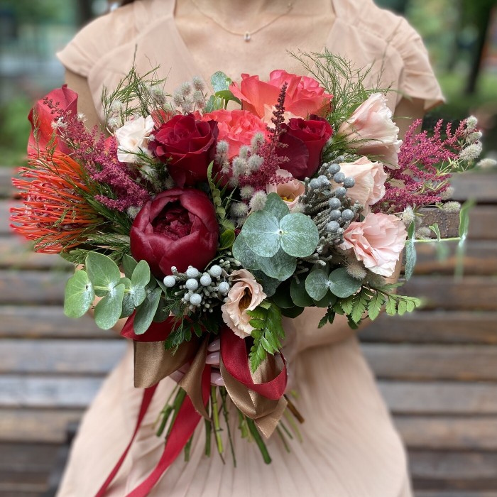 Букет невесты Бохо яркий