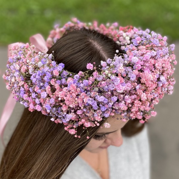 Венок из гипсофилы розово сиреневый