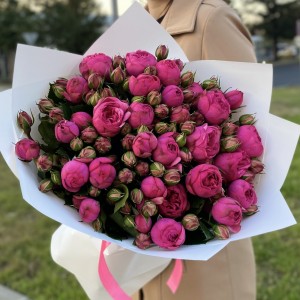 25 ярко-розовых кустовых пионовидных роз Пинк Пиано