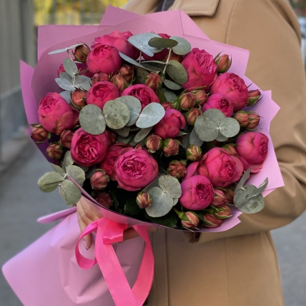 Букет Пинк Пиано (Pink Piano) с эвкалиптом