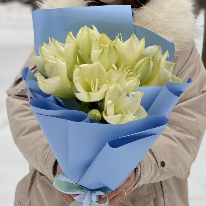 Букет из пяти амариллисов