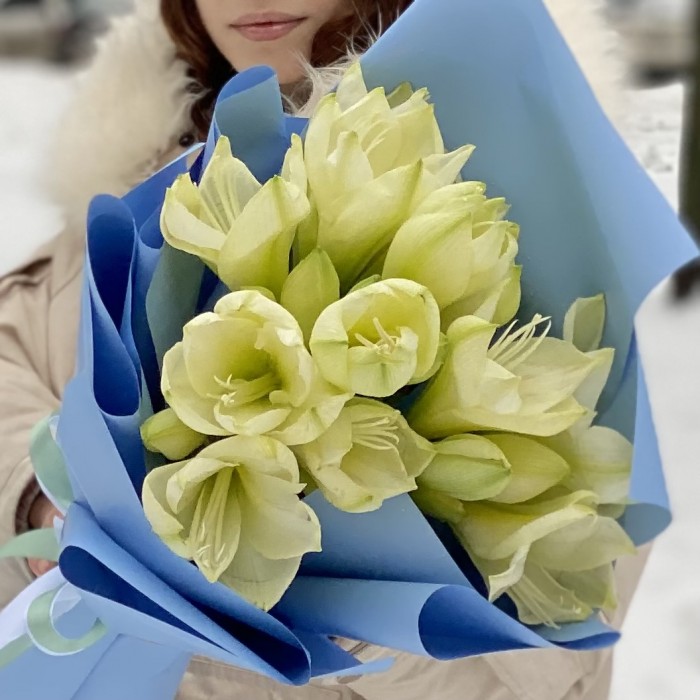 Букет из пяти амариллисов