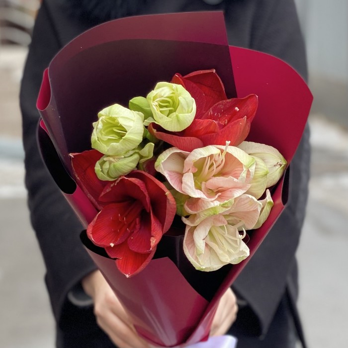 Букет из трёх амарилисов