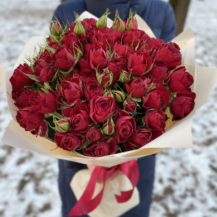 Букет из пионовидных роз Ред Лэйс (Red Lace)