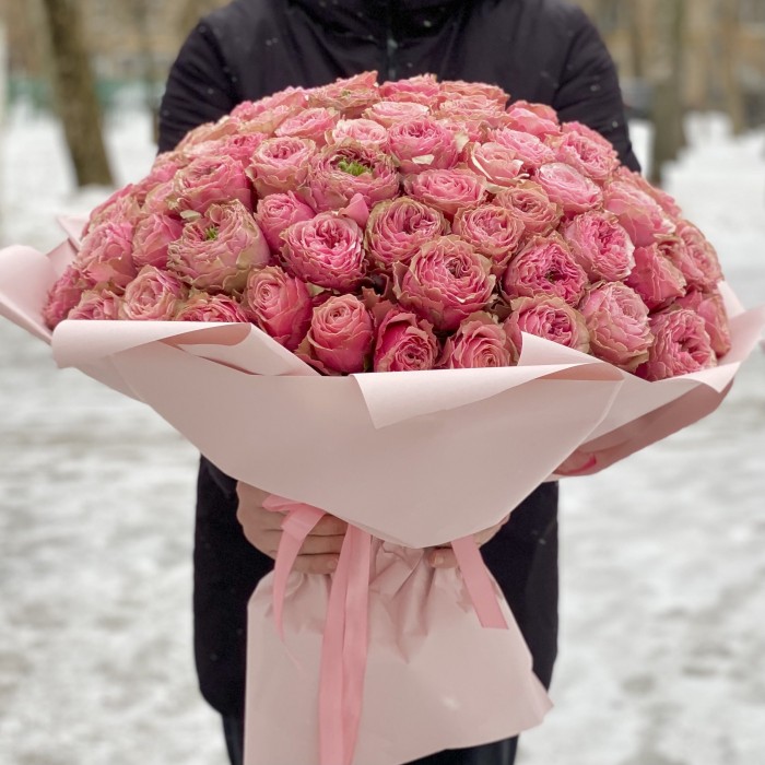 101 розовая пионовидная роза Белиз