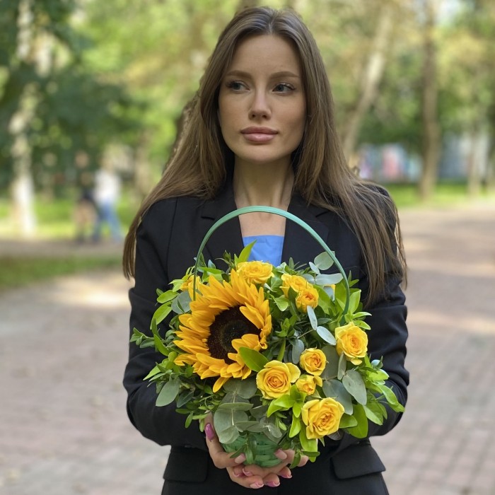 Композиция Лучик солнца с подсолнухом