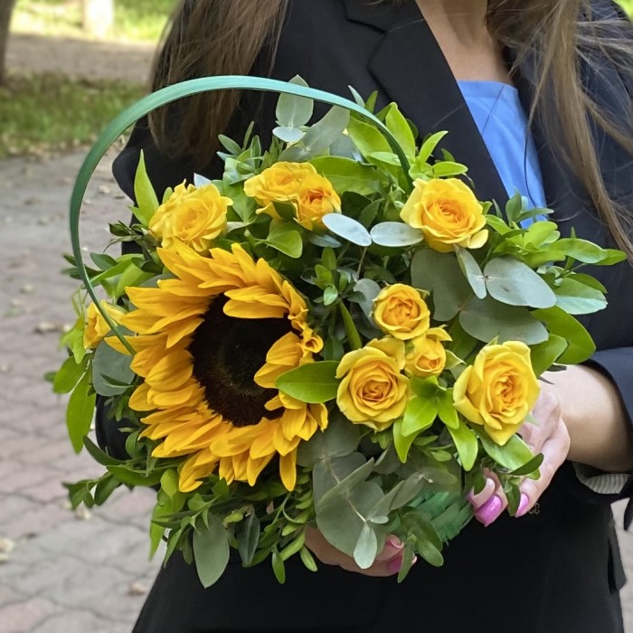 Композиция Лучик солнца с подсолнухом