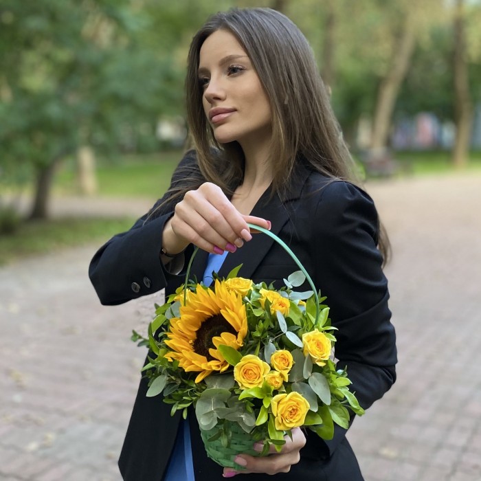 Композиция Лучик солнца с подсолнухом