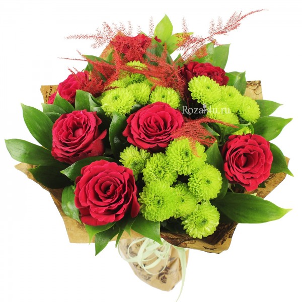 На любое событие - хризантема и розы