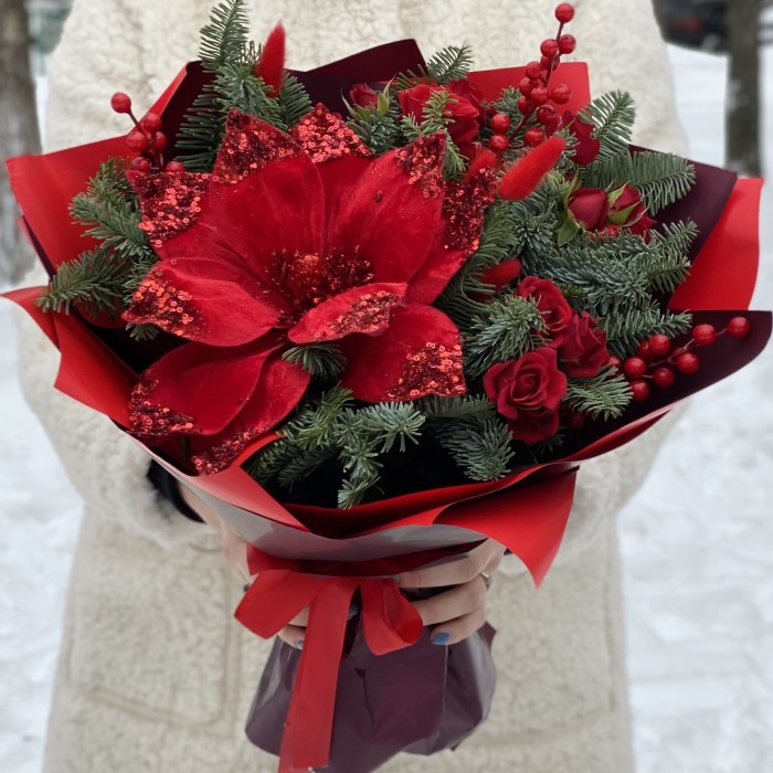 Новогодний букет Рождественская звезда