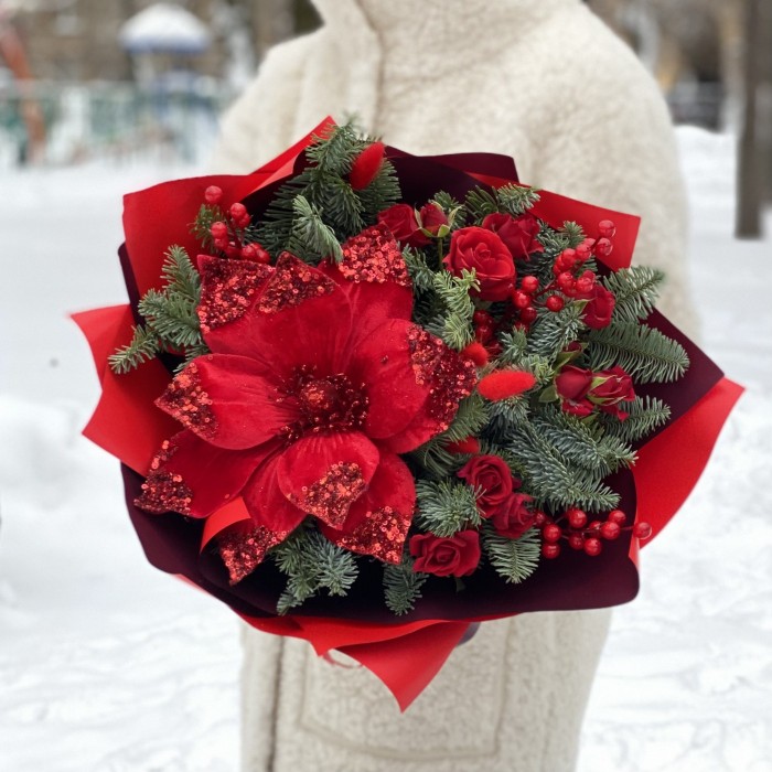 Новогодний букет Рождественская звезда