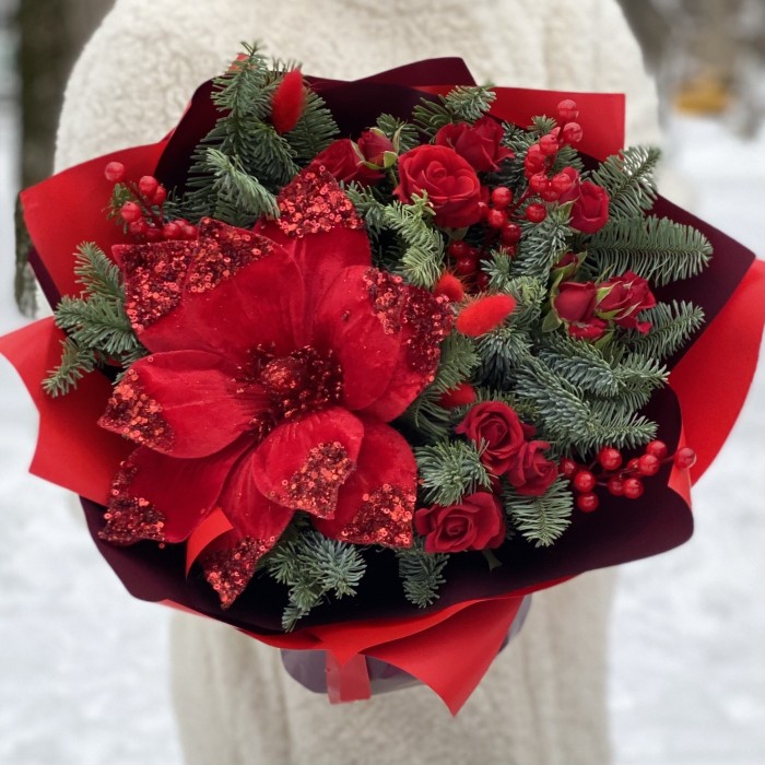 Новогодний букет Рождественская звезда