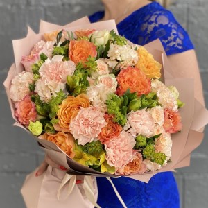 Букет Персиковый Дайкири с пионовидной розой
