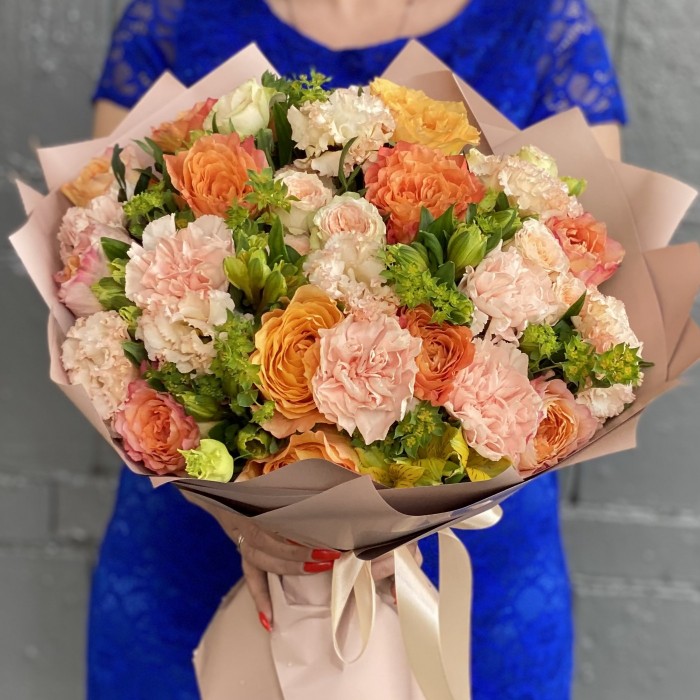 Букет Персиковый Дайкири с пионовидной розой