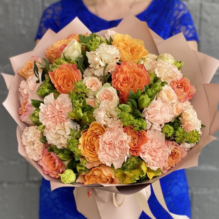 Букет Персиковый Дайкири с пионовидной розой