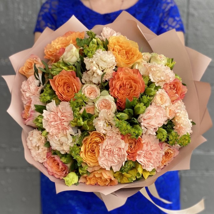Букет Персиковый Дайкири с пионовидной розой