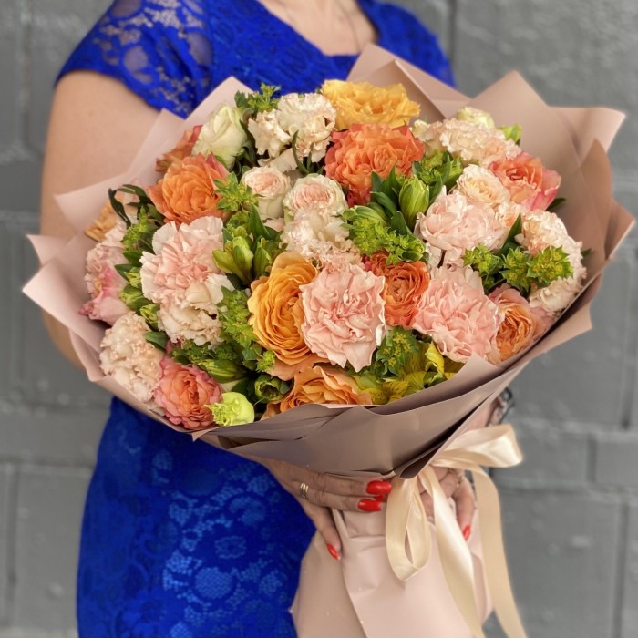 Букет Персиковый Дайкири с пионовидной розой