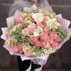 Букет Ассоль с каллами и кустовыми розами