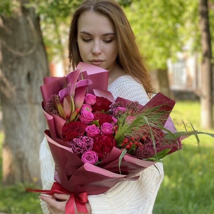 Букет Багровый этюд с каллами