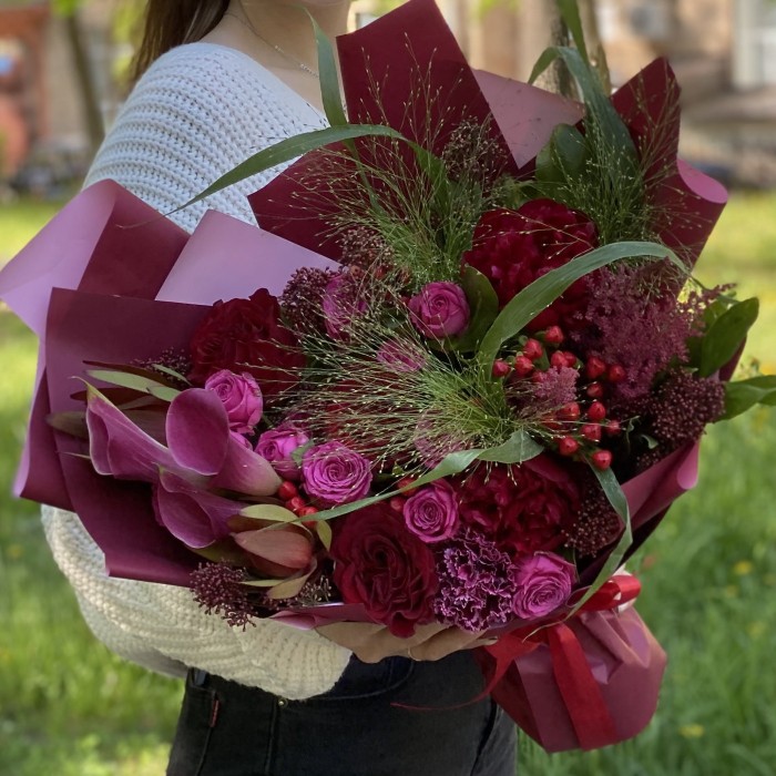 Букет Багровый этюд с каллами