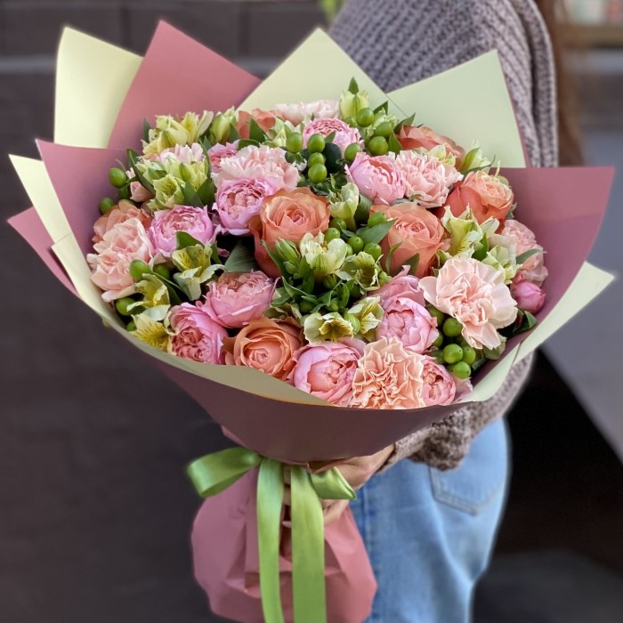 Букет Карамель с пионовидными розами