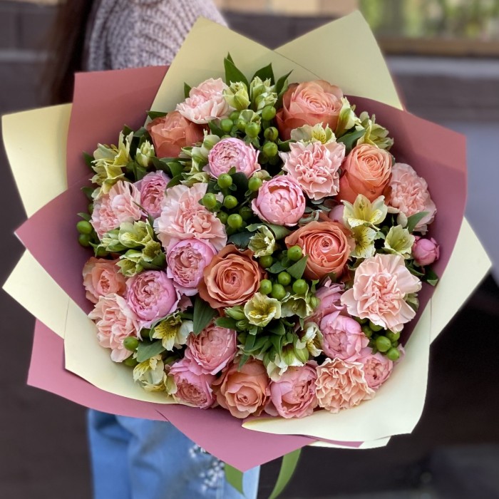 Букет Карамель с пионовидными розами