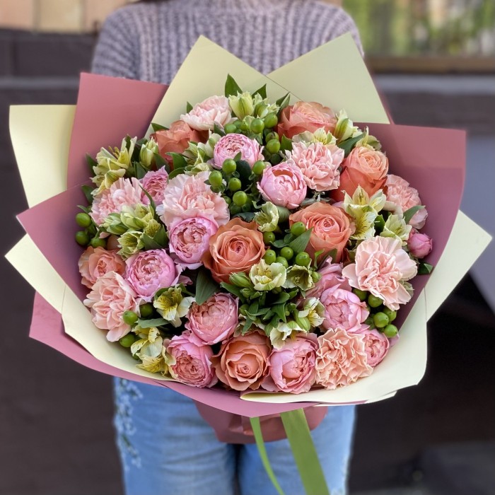Букет Карамель с пионовидными розами