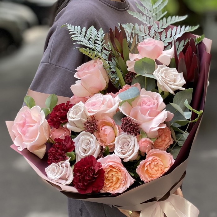 Букет Летний закат с розами