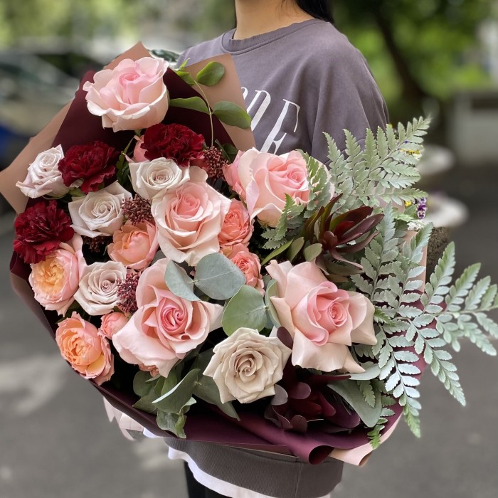 Букет Летний закат с розами