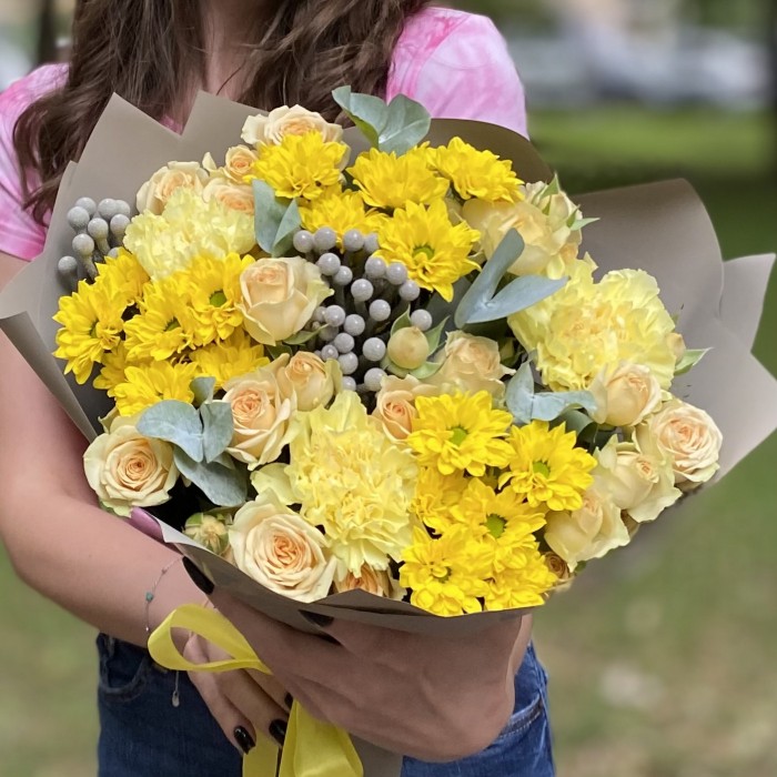 Букет Летняя феерия с хризантемами