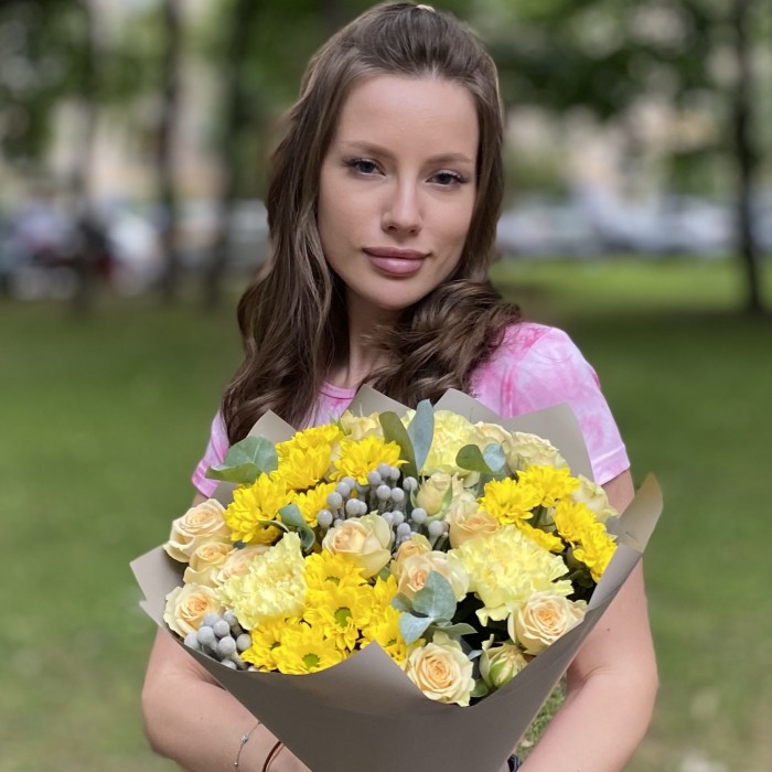 Букет Летняя феерия с хризантемами