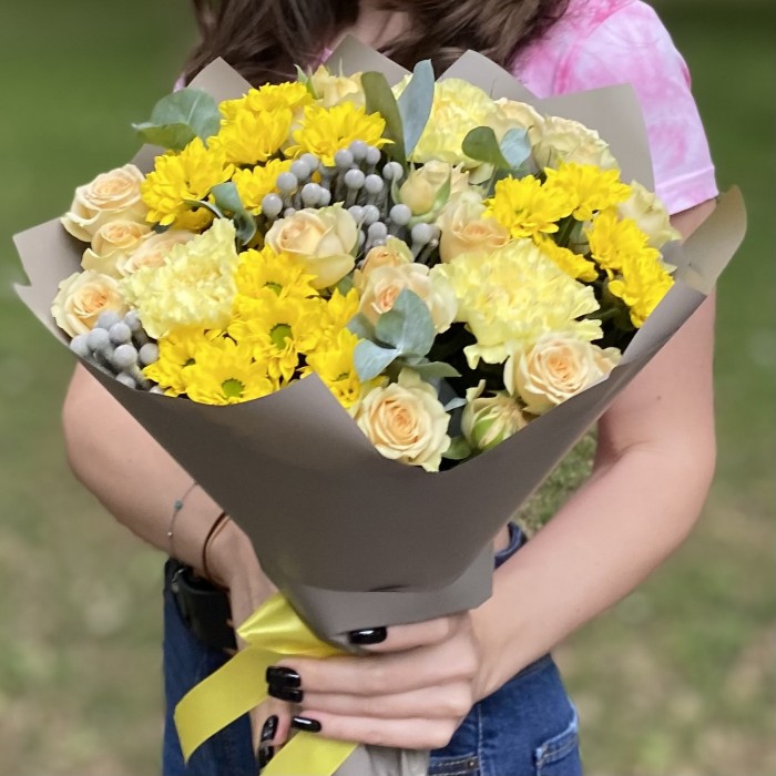 Букет Летняя феерия с хризантемами
