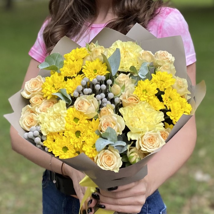 Букет Летняя феерия с хризантемами