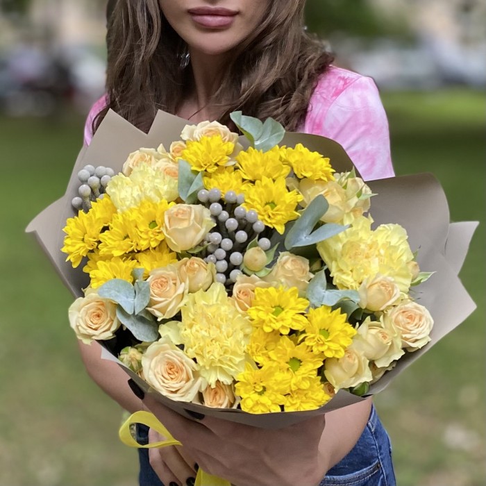 Букет Летняя феерия с хризантемами