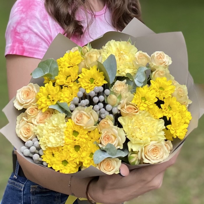 Букет Летняя феерия с хризантемами