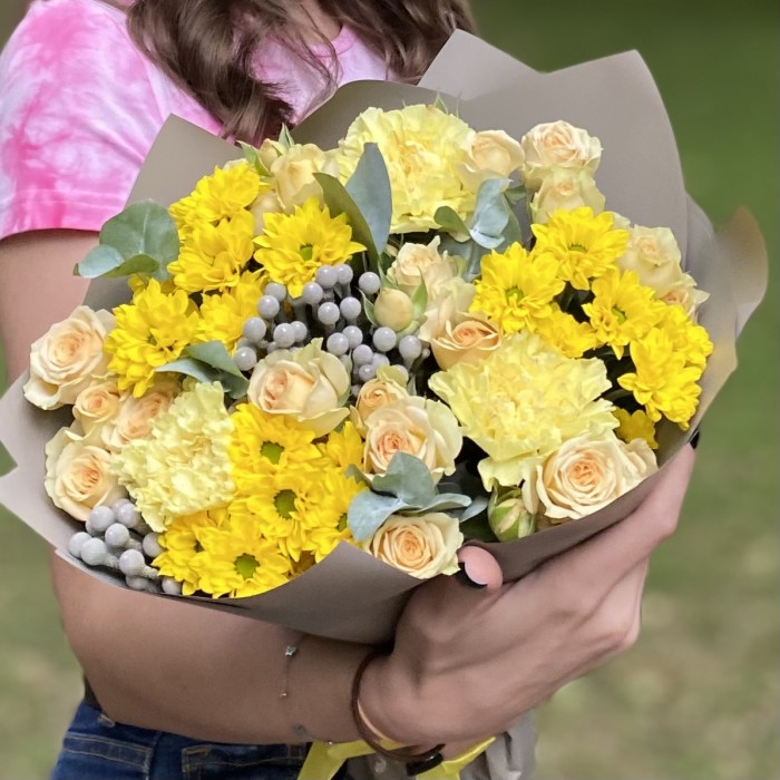 Букет Летняя феерия с хризантемами