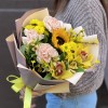 Букет Моему солнышку с подсолнухом
