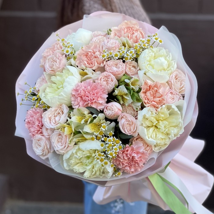 Букет Нежное утро с пионами