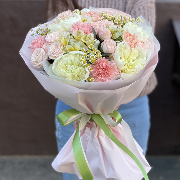 Букет Нежное утро с пионами